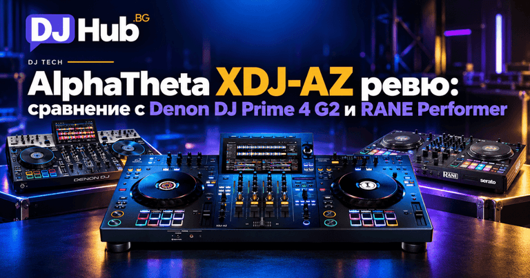 AlphaTheta XDJ-AZ ревю: сравнение с Denon DJ Prime 4 G2 и RANE Performer